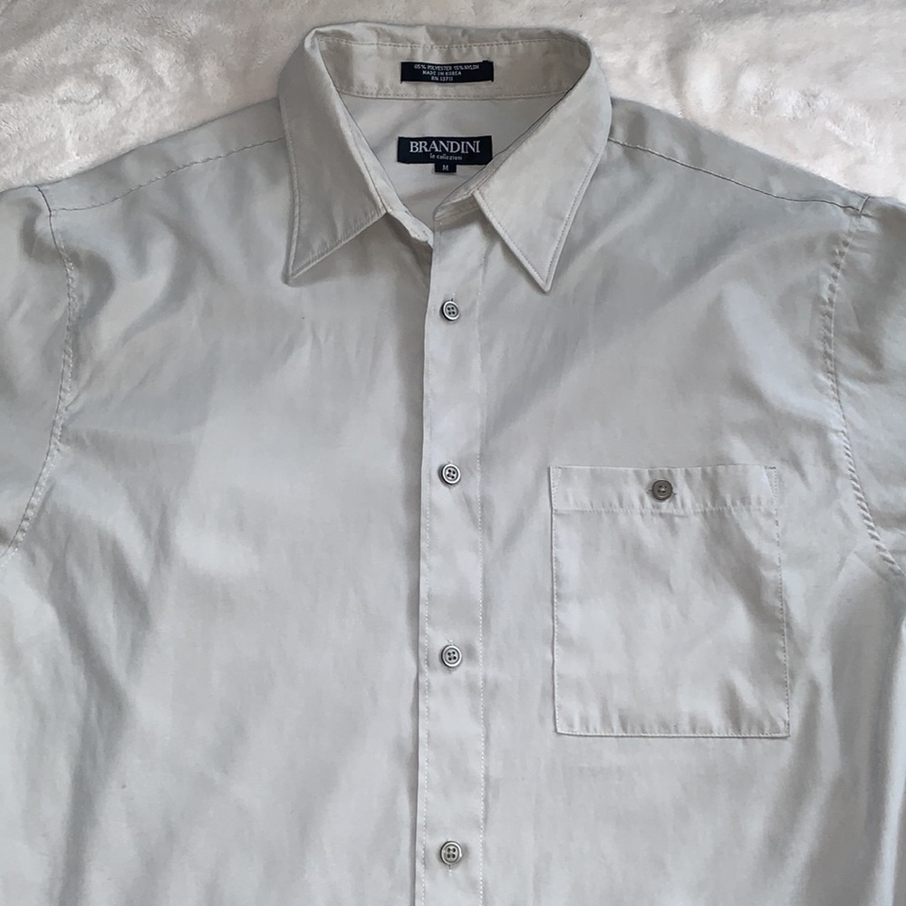 Men’s Brandini Button Down Shirt Medium Stone Color EUC